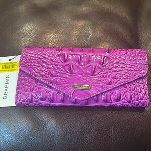 Brahmin Fuchsia Croc-Embossed Wallet